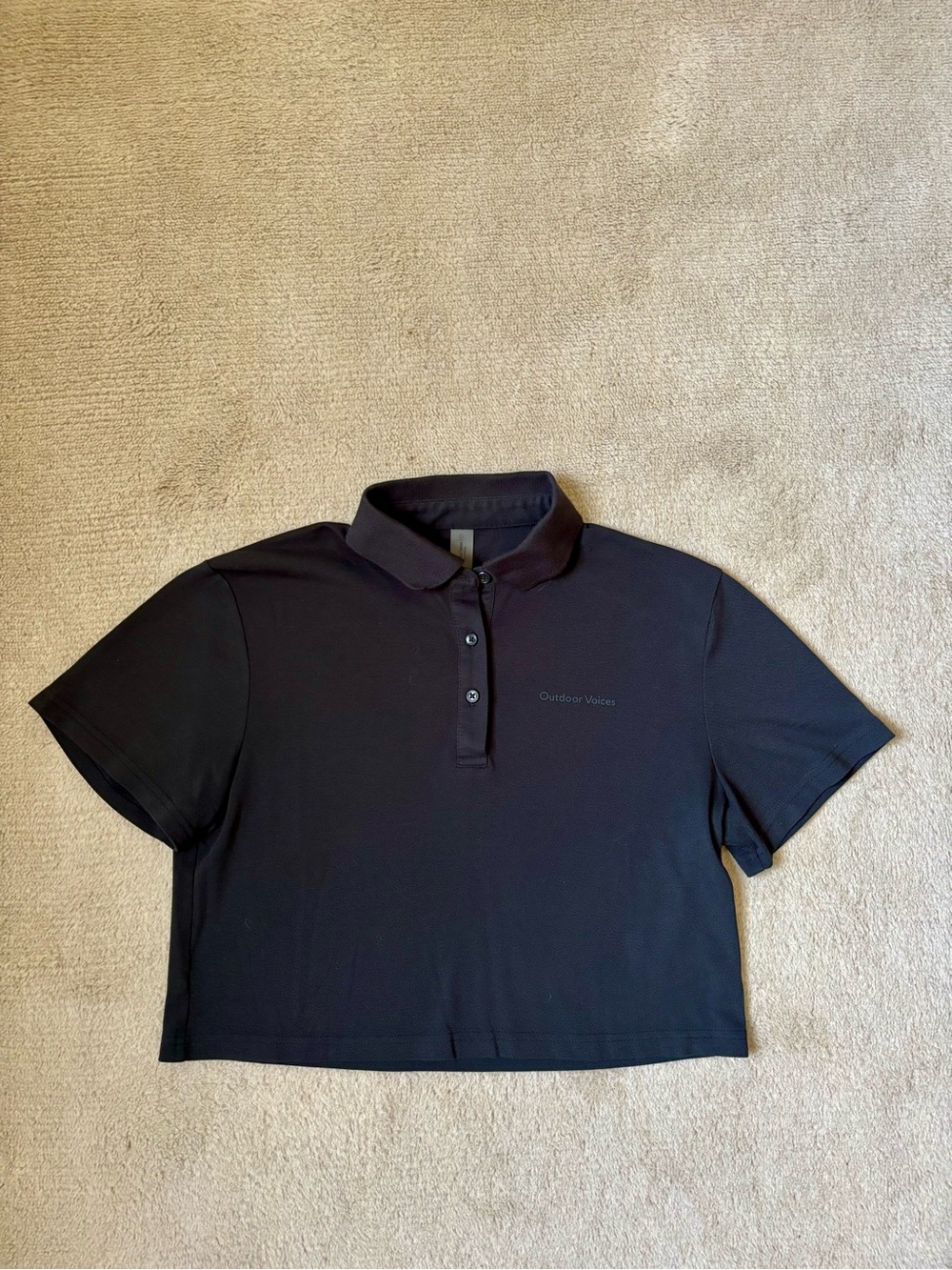 Outdoor Voices Black Cropped Polo Shirt